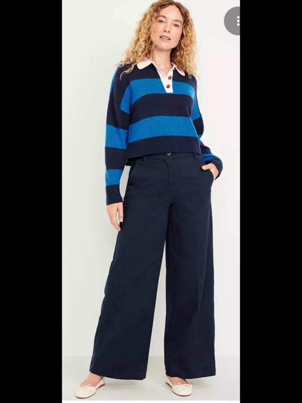 Old Navy Extra High-Waisted Super Wide-Leg Navy Blue Chino Pants Plus Size 30W